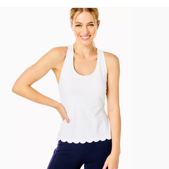 UPF 50+ Luxletic Claralee Scallop Bra Tank Top White Size Large - Picture 1 of 5